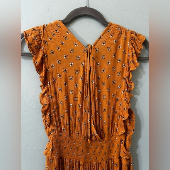 Patrons of Peace burnt orange floral flutter sleeve jumpsuit size medium - Picture 7 of 9